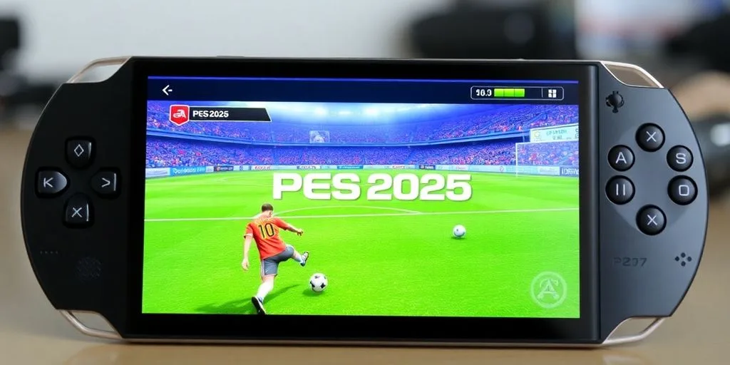 جهاز Android يقوم بتشغيل PES 2025 على محاكي PPSSPP.